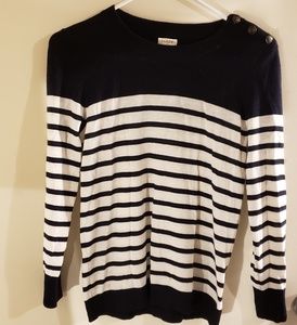 J crew navy and white striped sweater small